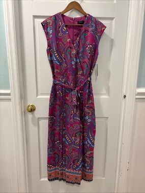 Tahari ASL Women’s Pleated Leg Wide Leg Jumpsuit Size 8 Sleeveless Paisley NWT